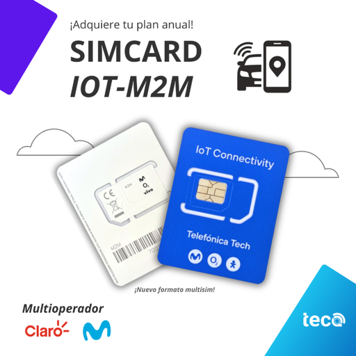 ¡Nuevo! PLAN SIMCARD IoT-M2M (ANUALIZADO) Multioperador Movistar-Claro 20MB / Mes