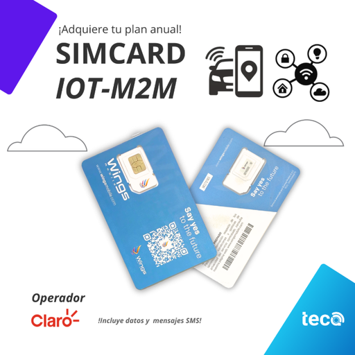 ¡Nuevo! PLAN SIMCARD IoT-M2M (ANUAL) CLARO 450MB/Mes + 100 SMS