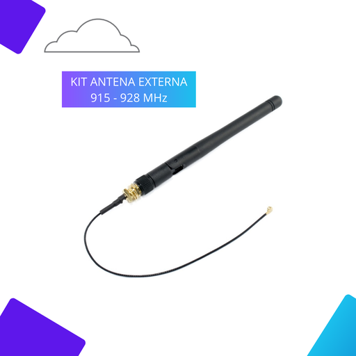 [SKU-UFLSMA-5CM] Kit Antena: Antena 915 - 928 MHz + Cable conector UFL A SMA Hembra 8 cm.
